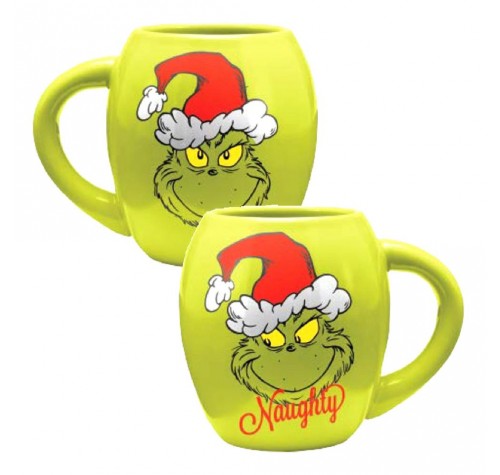 Гринч Санта кружка (Grinchmas Naughty and Nice Oval Ceramic Mug) из книг Доктор Сьюз Как Гринч Рождество украл