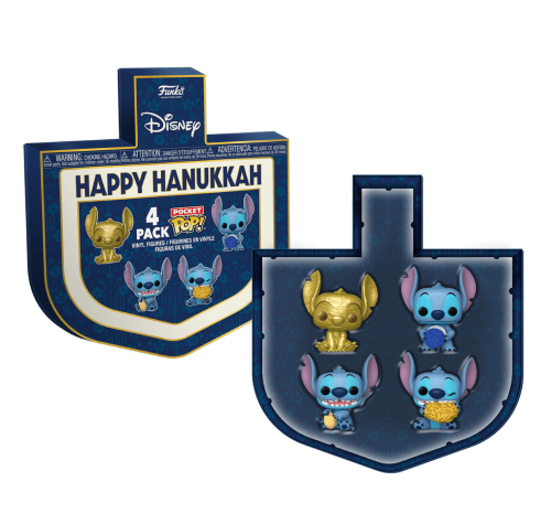 Стич Счастливой Хануки набор из 4-х мини фигурок (Stitch Happy Hanukkah Box Pocket 4-Pack) из мультфильма Лило и Стич