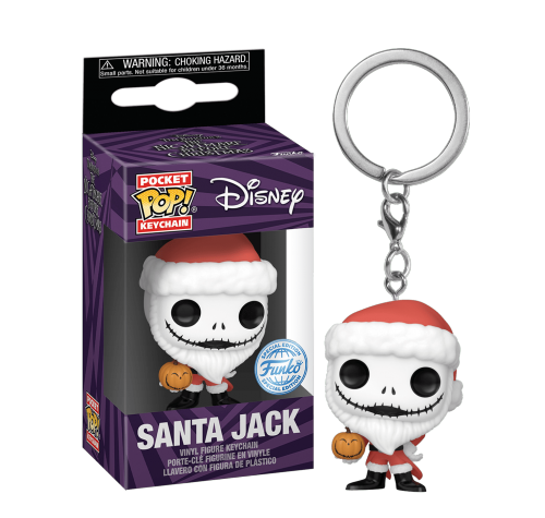 Санта Джек с тыквой брелок (Santa Jack with Jack-O-Lantern keychain (Эксклюзив Hot Topic)) (PREORDER MidMarch25) из мультика Кошмар перед Рождеством