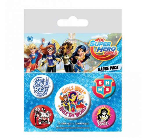 Набор значков Девушки-Супергерои (Super Hero Girls Badge Pack) из комиксов ДС Комикс