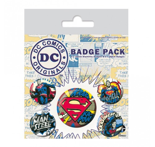 Набор значков Супермен комиксы (Superman Comic Badge Pack) из комиксов ДС Комикс
