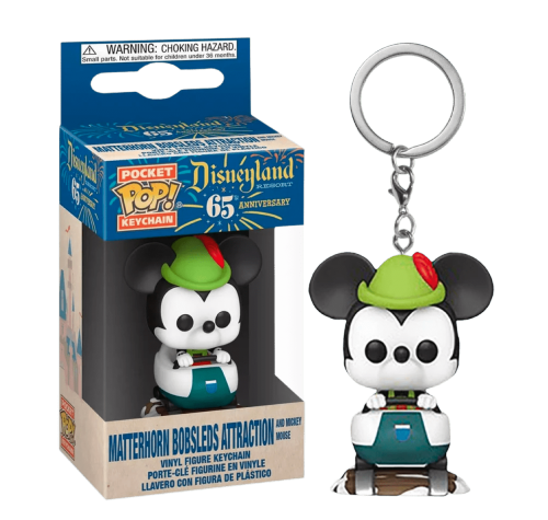 Микки Маус на санях брелок (Mickey Mouse with Matterhorn Bobsleds Attraction Keychain) из серии в честь 65-летия Диснейленда