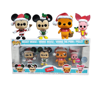 Mickey, Minnie, Piglet, Winnie the Pooh Flocked Holiday 4-pack (PREORDER EarlyMay24) (Эксклюзив Walmart) из мультиков Disney