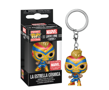 La Estrella Cosmica Captain Marvel Metallic keychain со стикером (Эксклюзив Marvel Collector Corps) из комиксов Marvel: Lucha Libre Edition