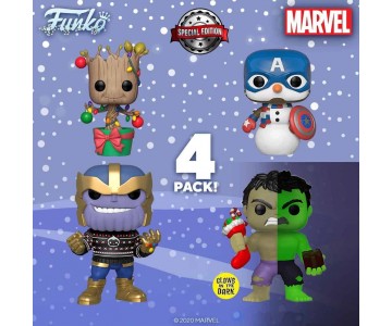 Groot, Captain America, Thanos and Hulk Marvel Holiday 4-pack (Эксклюзив) из комиксов Marvel Holiday