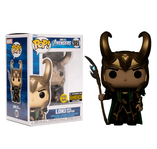 Локи со скипетром светящийся со стикером (Loki with Scepter GitD (Эксклюзив Entertainment Earth)) из фильма Мстители: Финал