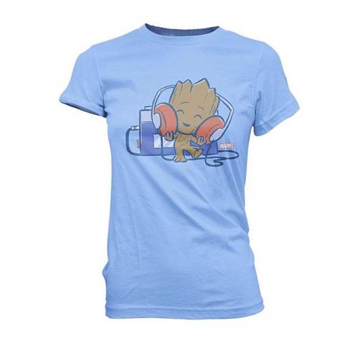 Грут с плеером (Groot with Tape Deck Super Cute Juniors T-Shirt (Размер M)) из фильма Стражи Галактики