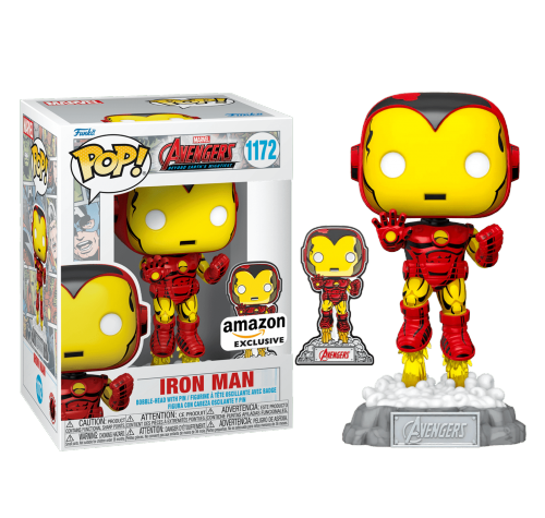 Железный Человек со значком со стикером (Iron Man with Enamel Pin (Эксклюзив Amazon)) из мультсериала Мстители: Величайшие герои Земли