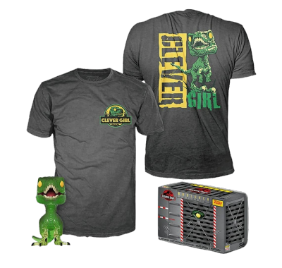 Фигурка и футболка Велоцираптор (Clever Raptor (GR/TRL) POP and Tee (Размер XL)) из фильма Парк юрского периода
