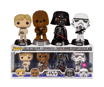Luke Skywalker, Chewbacca, Darth Vader and Stormtrooper Flocked 4-pack (PREORDER USR) (Эксклюзив) из фильма Star Wars