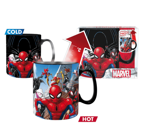 Кружка Человек-Паук Мультивселенная меняющая цвет (Spider Man Multiverse Heat Change Mug ABYstyle) из комиксов Марвел