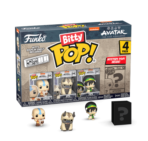 Аанг, Аппа, Тоф и мистери фигурка Битти 2 см (Aang, Appa, Toph and Mystery Bitty 4-Pack) из фильма Аватар: Легенда об Аанге