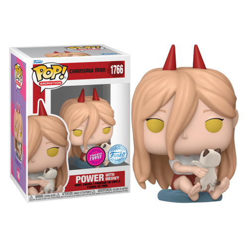 Пауэр с Мявкой флокированной (Power with Meowy flocked (Chase, Эксклюзив Chalice)) из аниме Человек-бензопила