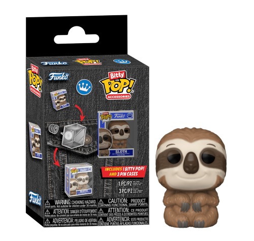 Слот битти 2 см и 3 шт кейсов-брелоков для фигурок (PREORDER USR) (Sloth Bitty Pop! and 3 pcs Bitty Pop! keychain cases) из серии Фанко