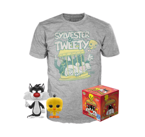 Фигурка и футболка Сильвестр и Твити (Sylvester and Tweety POP and Tee (Размер 2XL)) из мультфильма Луни Тюнз