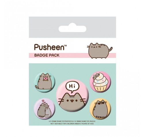 Набор значков Пушин говорит Привет (Pusheen Says Hi Badge Pack) из серии Коты Пушин