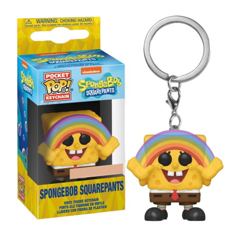 Губка Боб Квадратные Штаны с радугой брелок (SpongeBob SquarePants with Rainbow keychain (Эксклюзив BoxLunch)) из мультика Губка Боб Квадратные Штаны