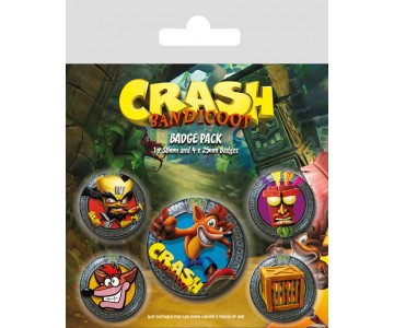Значки Crash Bandicoot (Pop Out) 5 шт. (PREORDER SALE SEPT) из игры Crash Bandicoot (Крэш Бандикут)