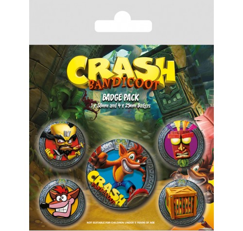 Значки Crash Bandicoot (Pop Out) 5 шт. из игры Crash Bandicoot (Крэш Бандикут)