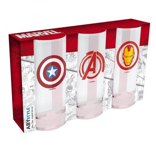 Бокал ABYstyle: MARVEL: Avengers Captain America & Iron Man набор 3шт. из фильма Avengers: Endgame (Мстители: Финал)