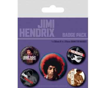 Значки Jimi Hendrix (Experience) 5шт (PREORDER SALE SEPT) из серии Rocks Music (Музыканты)