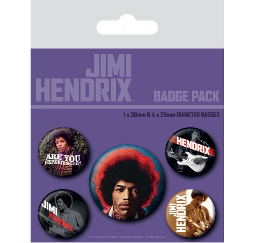 Значки Jimi Hendrix (Experience) 5шт из серии Rocks Music (Музыканты)
