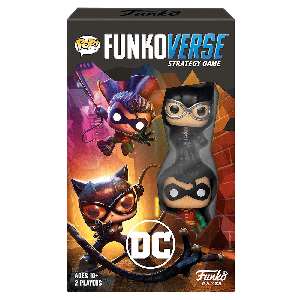 Фигурка Женщина-кошка и Робин настольная игра (Catwoman and Robin  Funkoverse Strategy Game) — Funko POP