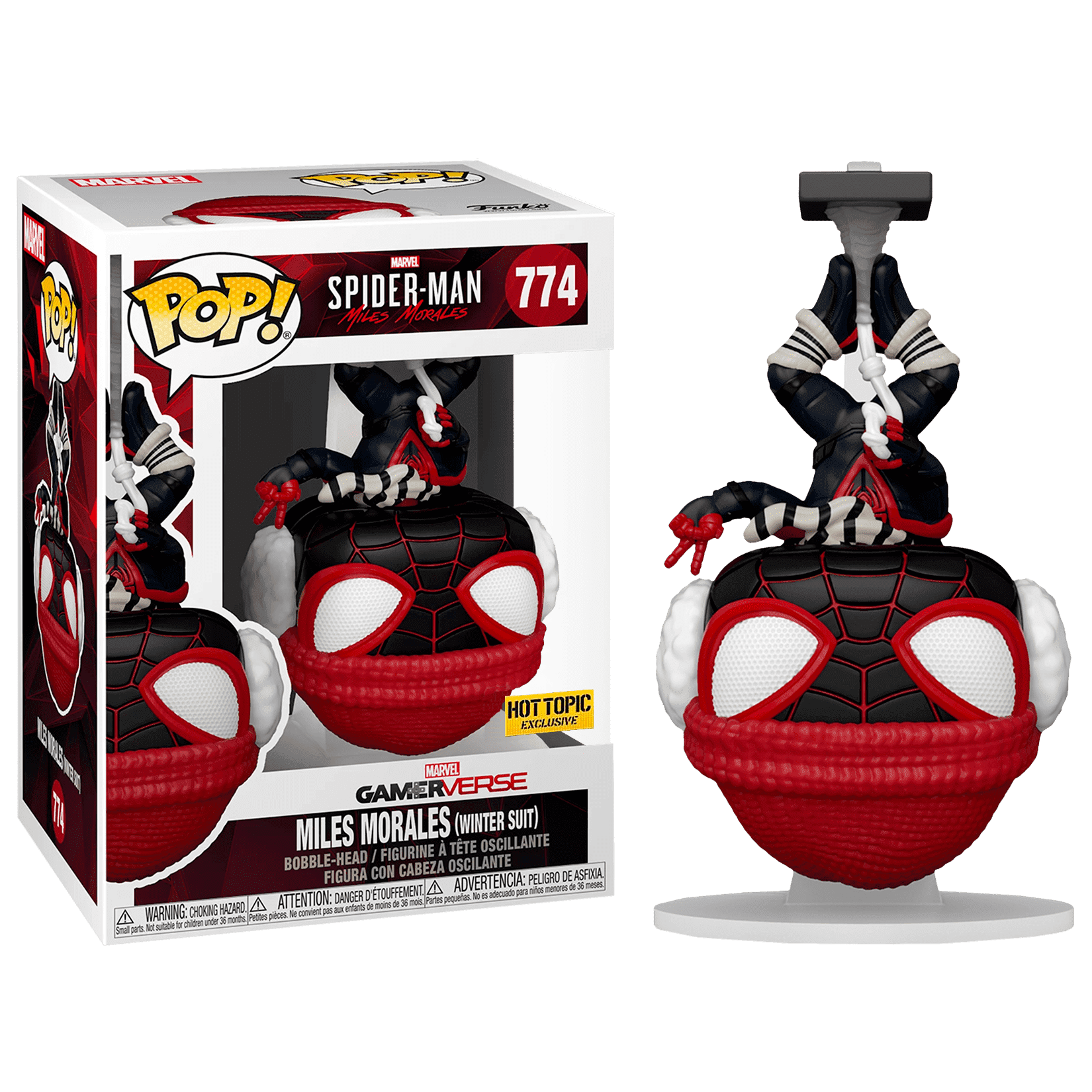 Фигурка Майлз Моралес в зимнем висящий со стикером (Miles Morales Winter  Suit Hanging (Эксклюзив Hot Topic)) — Funko POP