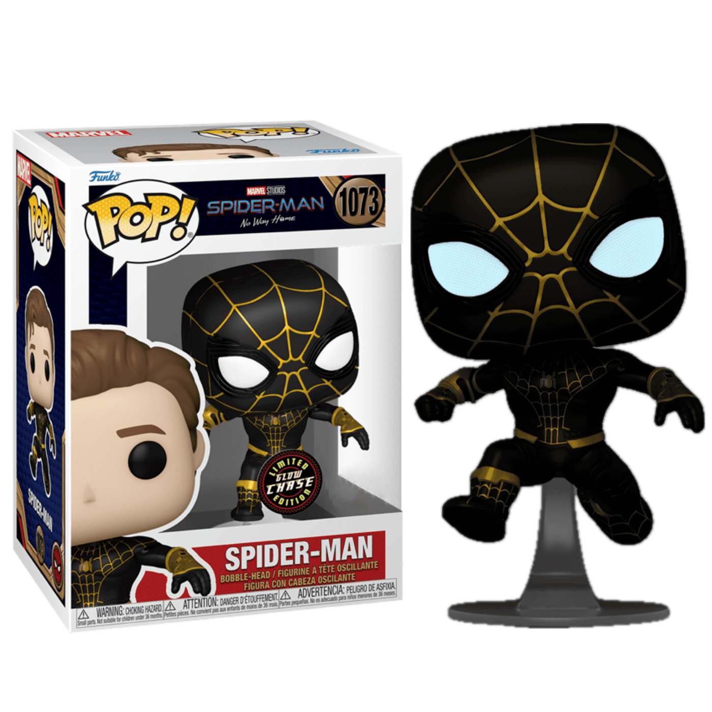 Фигурка Человек-паук в черном светящийся (Spider-Man Black Suit Masked GitD  (Chase, Эксклюзив AAA Anime)) — Funko POP