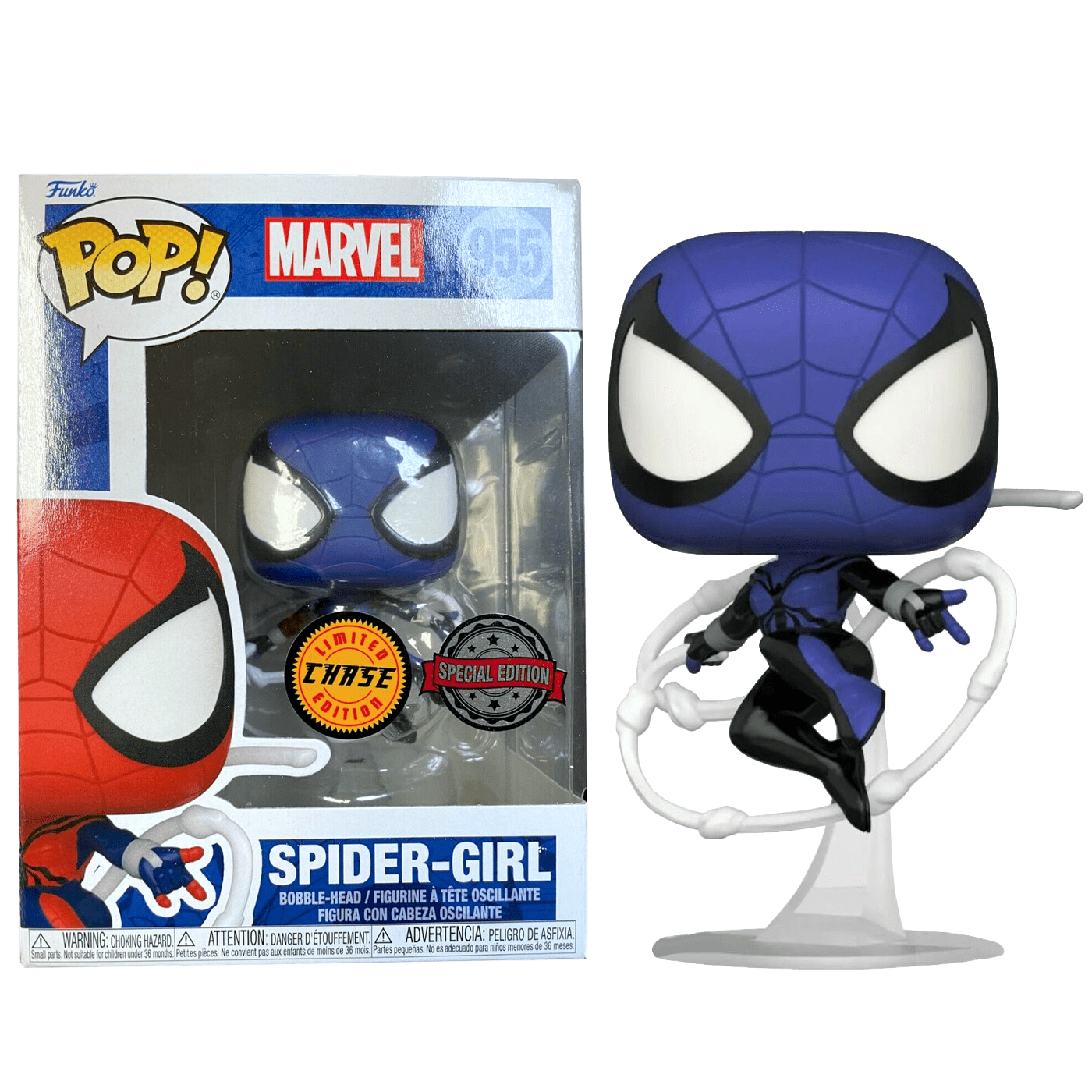 Фигурка Девушка-паук в синем (Spider-Girl Blue (Chase, Эксклюзив POP in a  Box)) — Funko POP