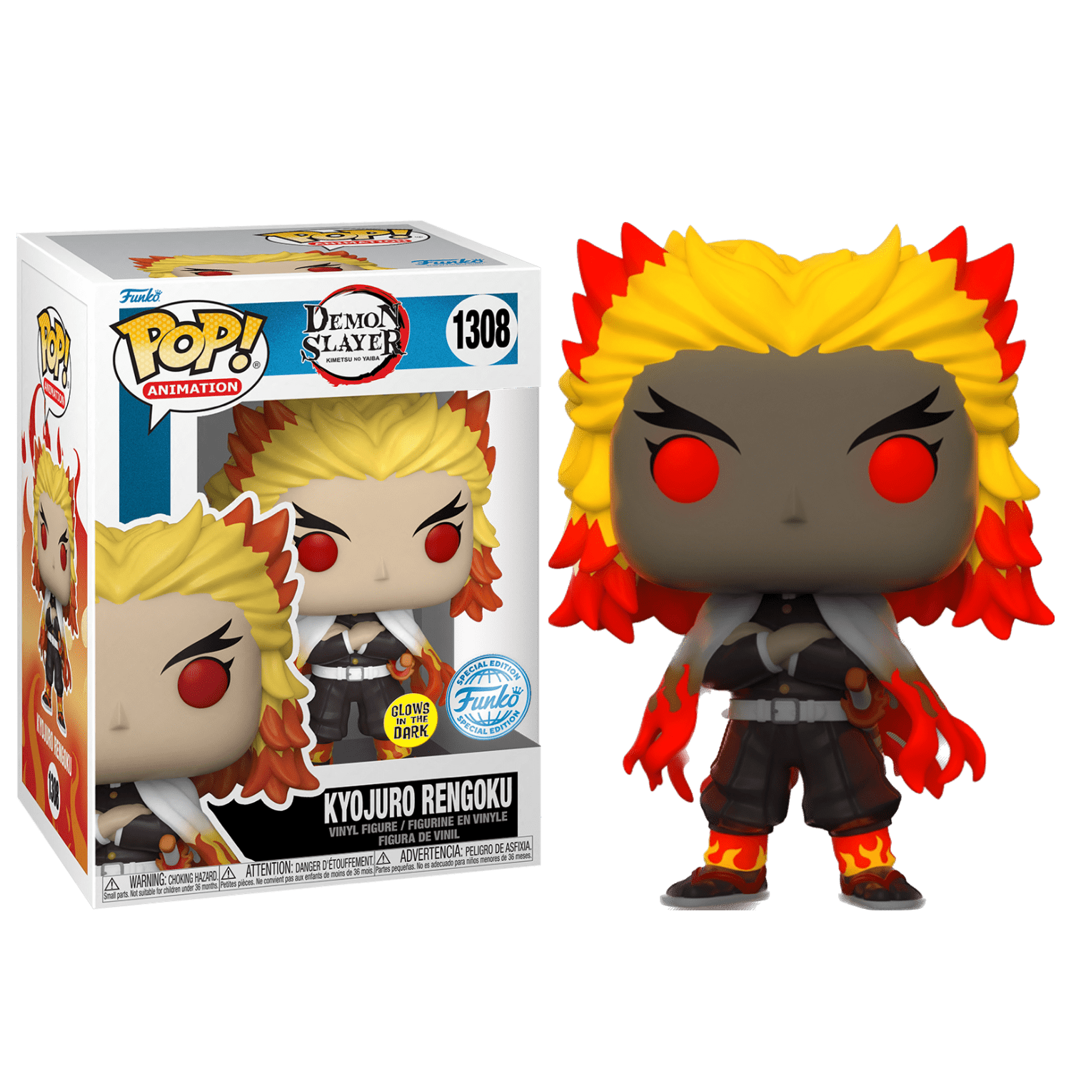 Фигурка Кеджуро Ренгоку светящийся (Kyojuro Rengoku GitD (Эксклюзив  Walmart)) — Funko POP