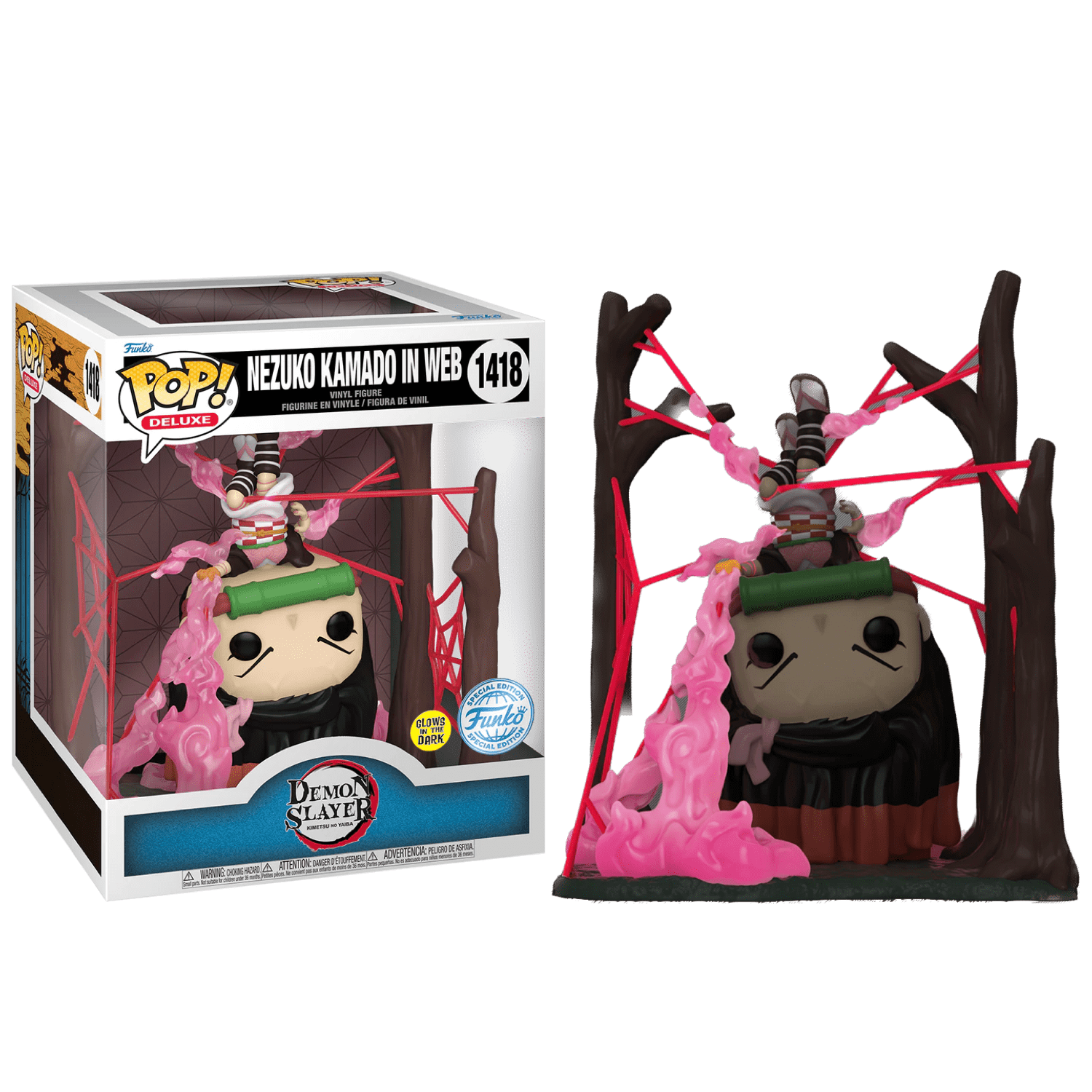 Фигурка Незуко в паутине светящаяся (Nezuko in Web Deluxe GitD (Эксклюзив  BoxLunch)) — Funko POP