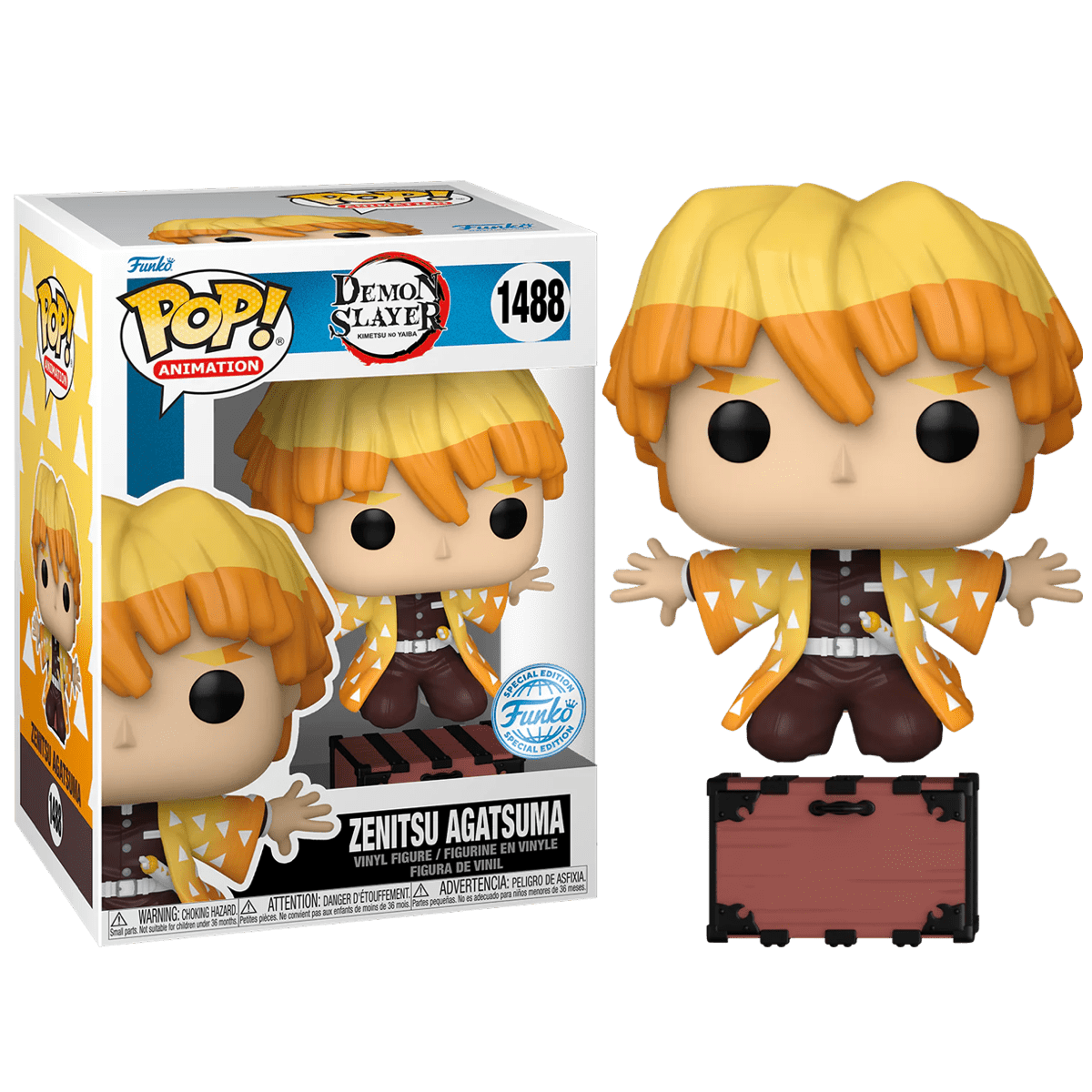 Фигурка Зеницу Агацума с ящиком (Zenitsu Agatsuma with Box (Эксклюзив  Entertainment Earth)) — Funko POP